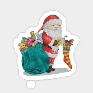 unique christmas picture of cute santa with stocking Sticker